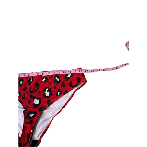 Long Tall Sally Twist Front Tankini Swimsuit Red Leopard Womens 12 - Picture 9 of 10